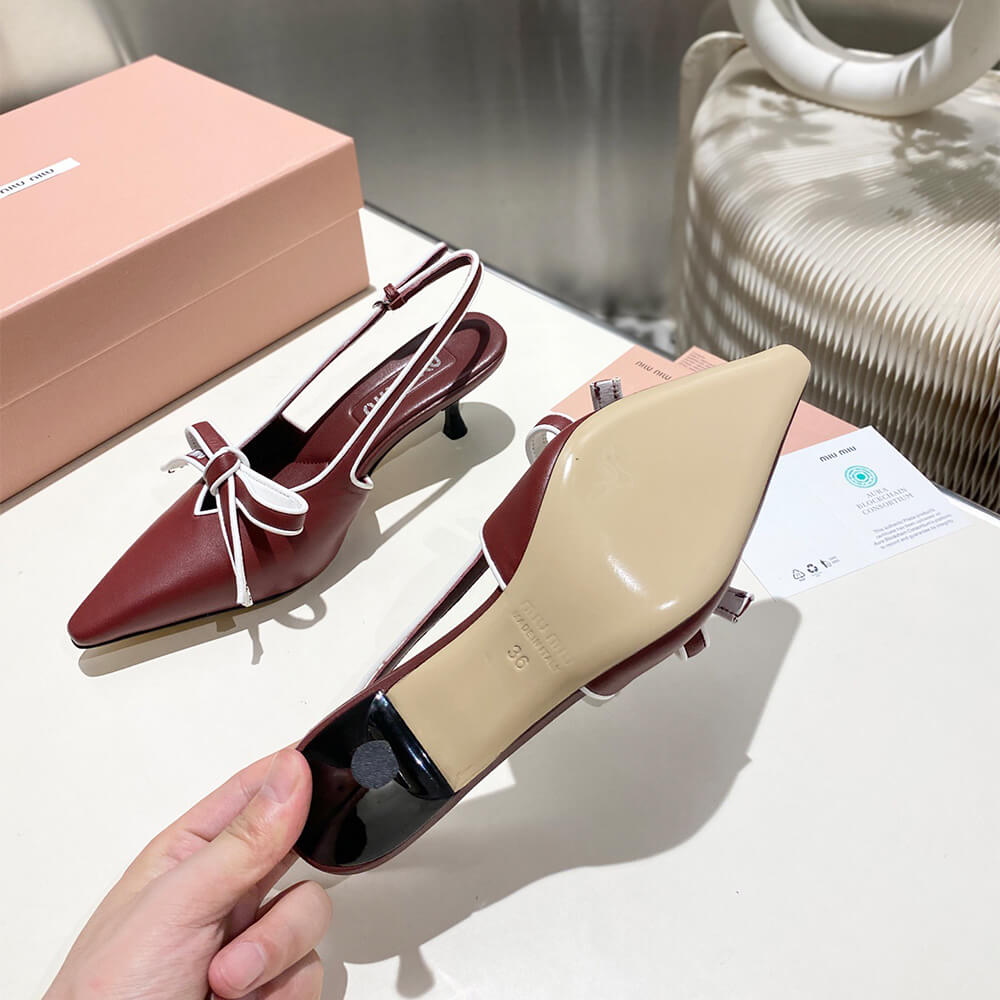M1um1u Nappa leather slingback pumps