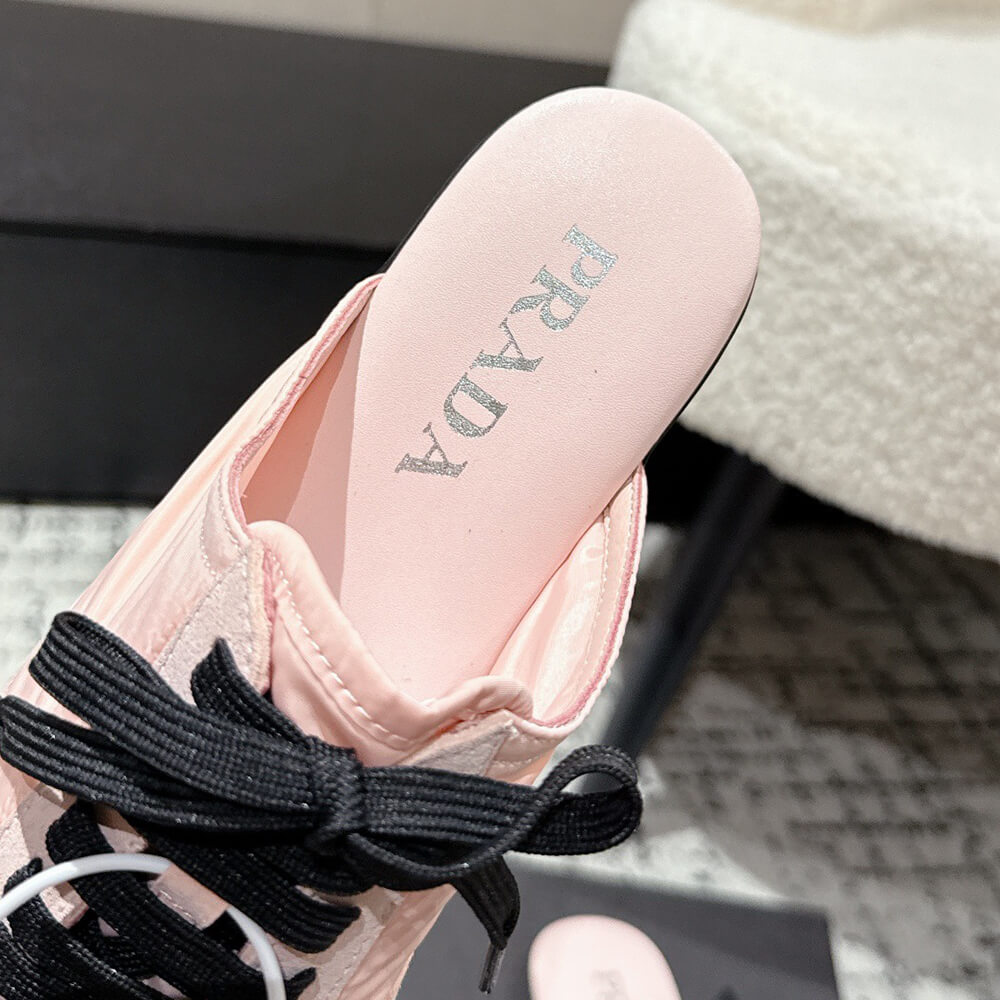 Pra*a Collapse Re-Nylon and suede mules