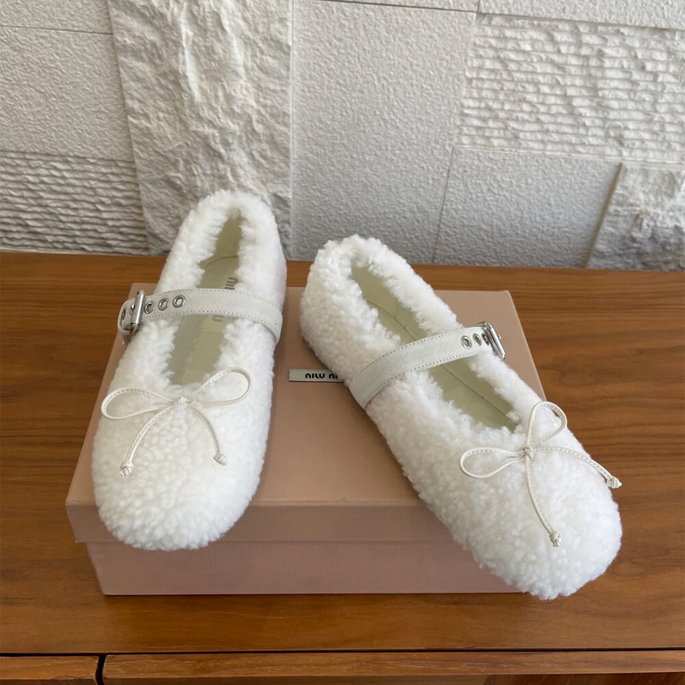 M1um1u Shearling ballerinas