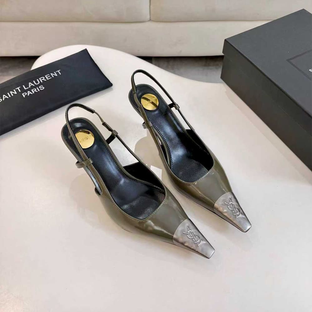 Y51 JEANNE slingback pumps in glazed leather
